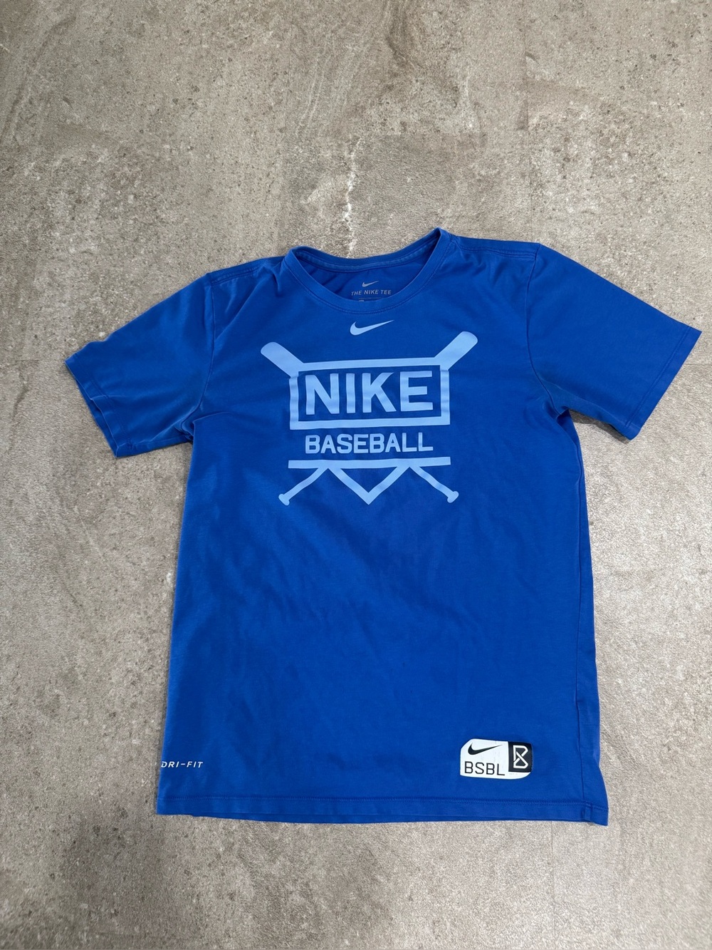 Nike BSBL Dri-Fit Baseball T-Shirt Blue Youth Small Graphic Tee